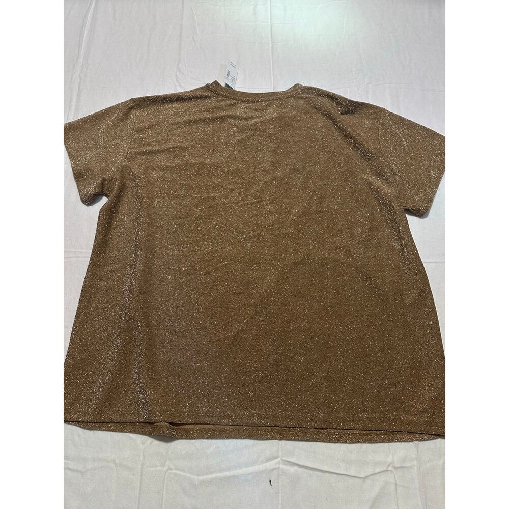 Maurices NWT Gold Heavy Metallic Glitter Wild Heart Classic Fit Graphic Tee 1X - Picture 3 of 3